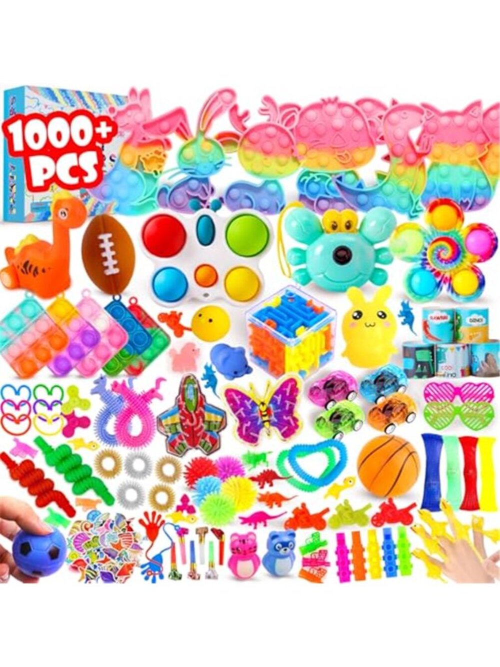 1000Pcs Fidget Toys Pack, Bulk Party Favors for Kids, Stocking Stuffers,